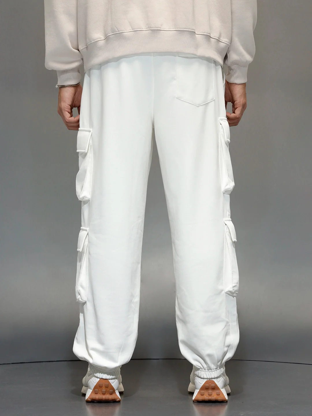 Casual Utility Pocket Joggers for Men | Off White - Image 3