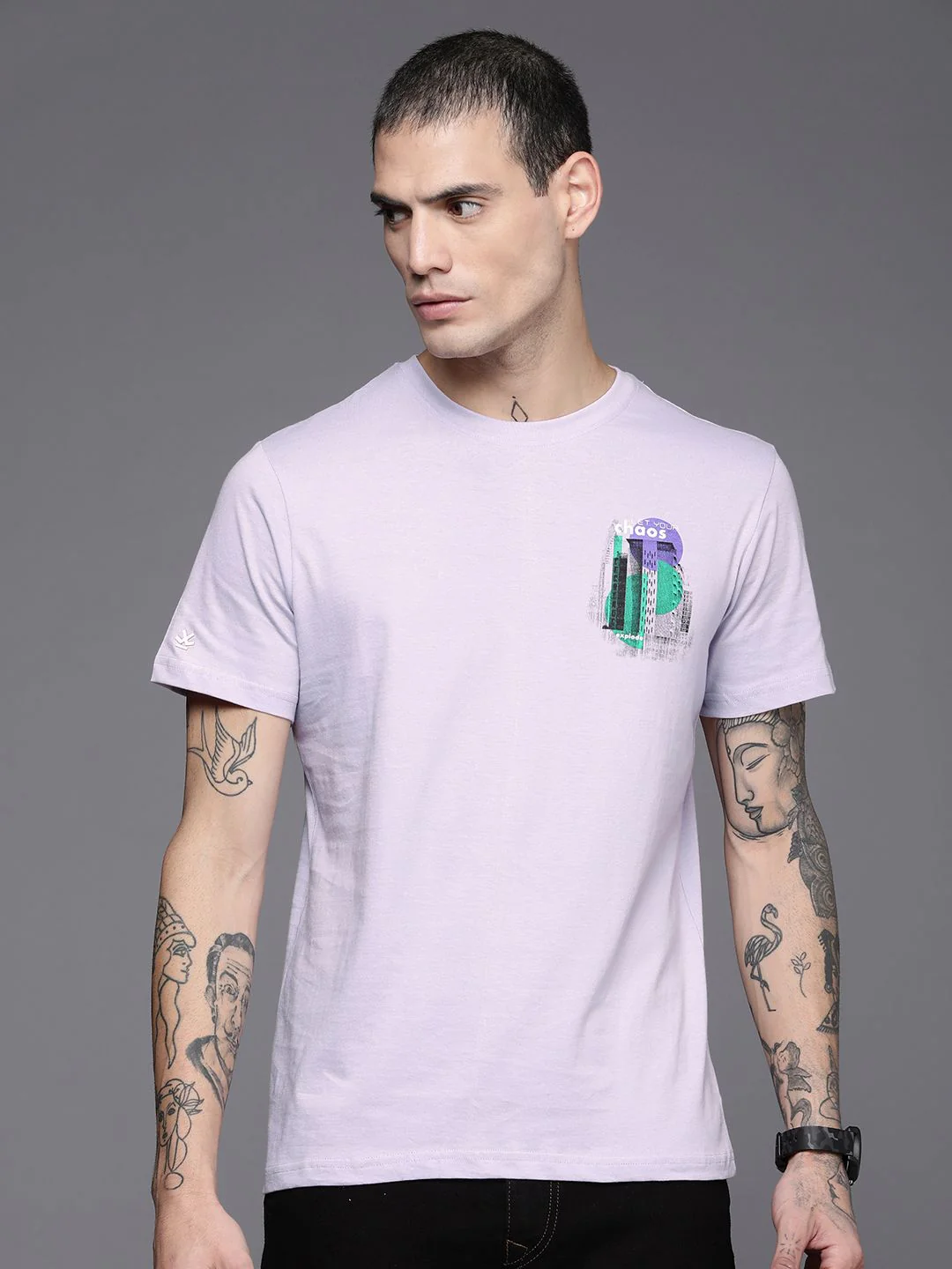 Chaos Printed Lavender T-Shirt - Image 3
