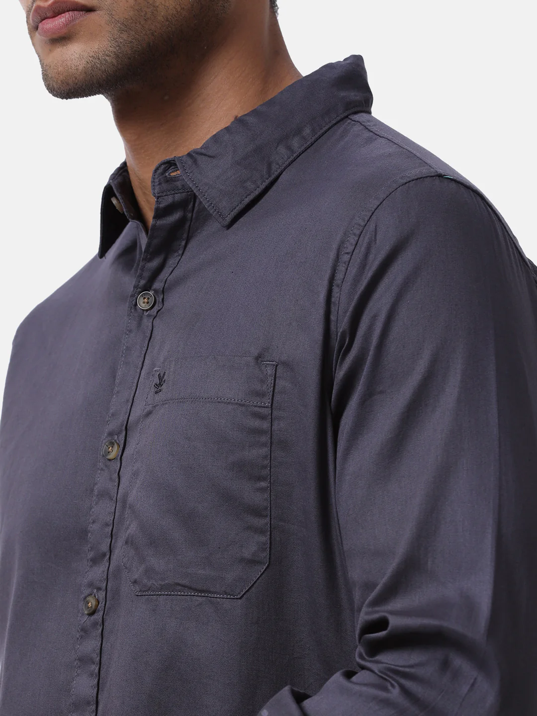 Charcoal Chic Solid Shirt - Image 6