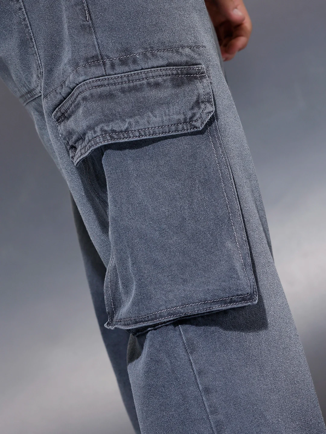 Charcoal loose Fit Cargo Denim | Grey - Image 5