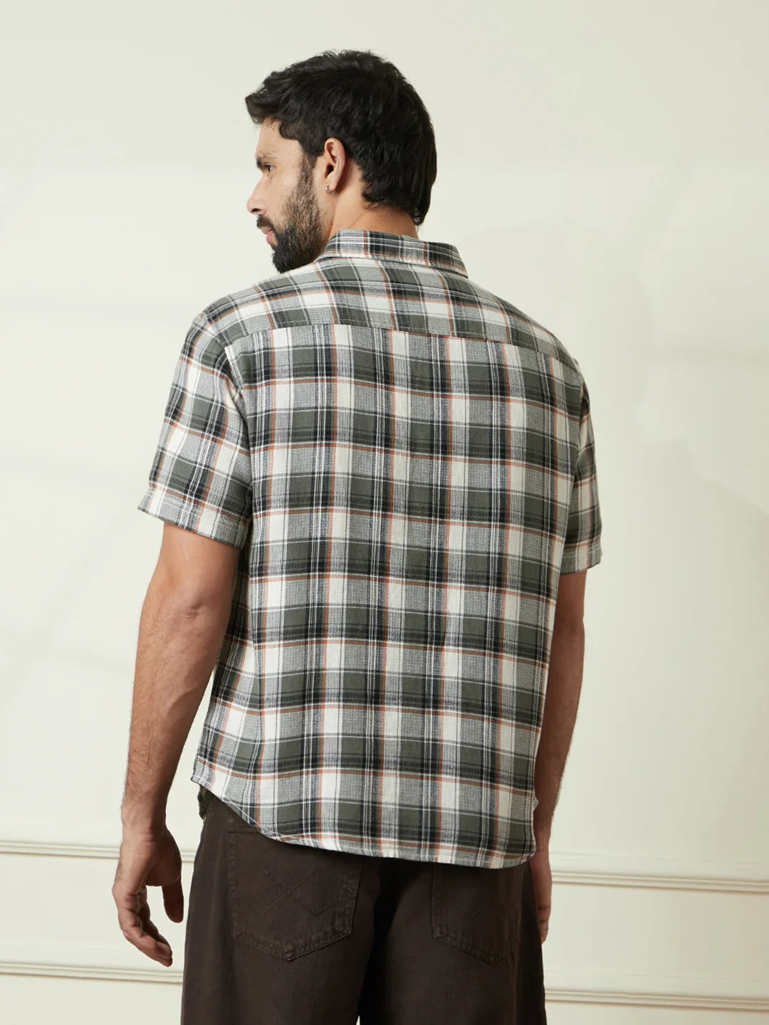 Checked Open Dobby Shirt | Green - Image 3