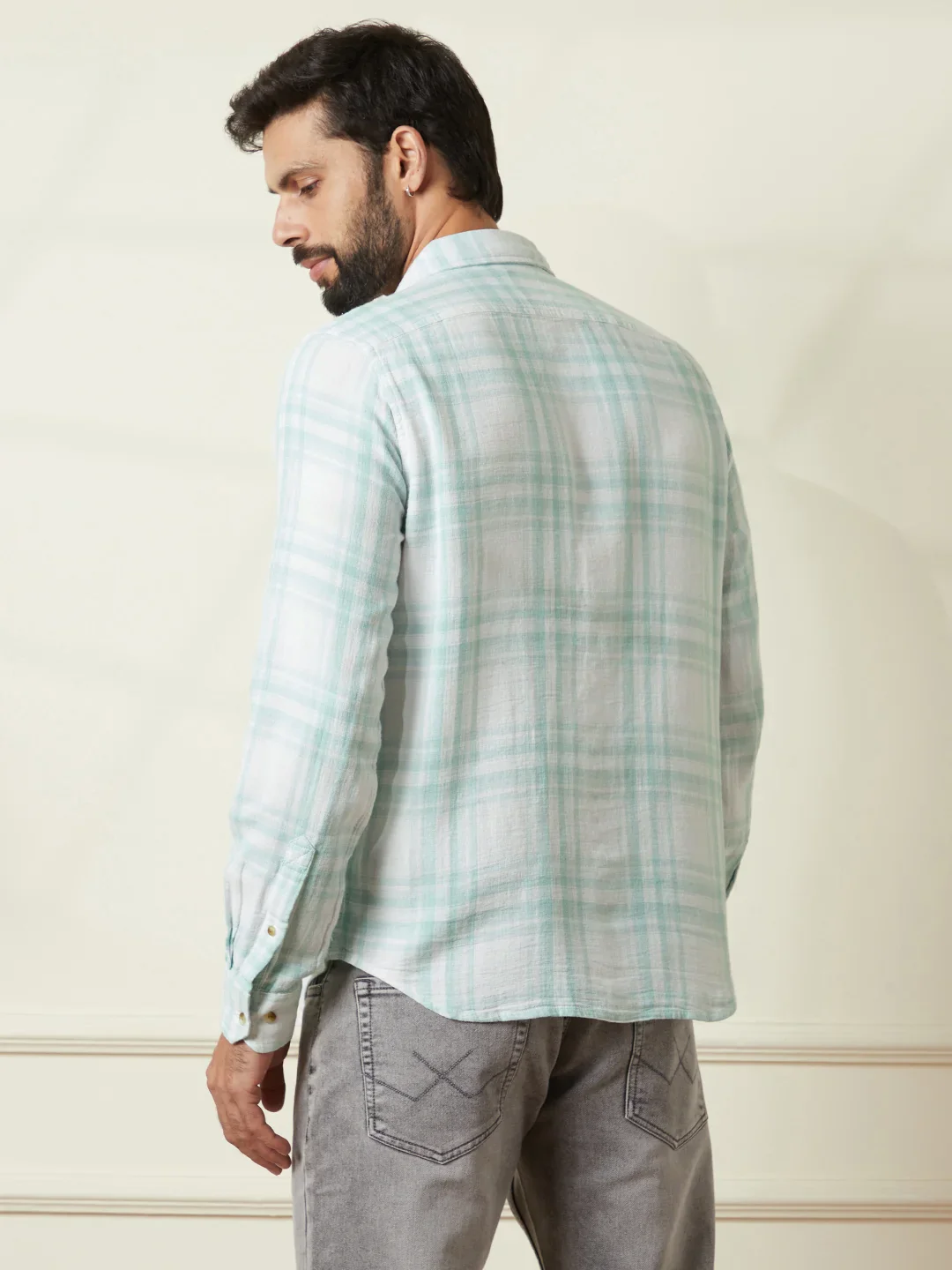 Checked Cotton Summer Shirt | Green - Image 3