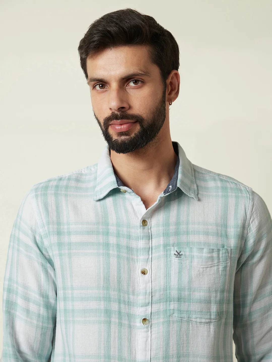 Checked Cotton Summer Shirt | Green - Image 5