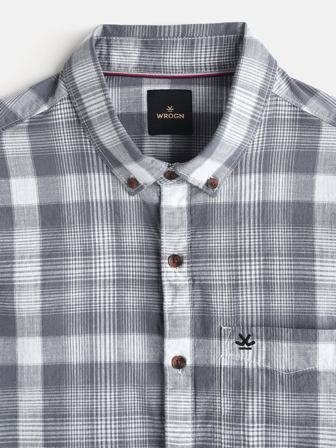 Checked Cotton Slub Shirt | Grey - Image 4