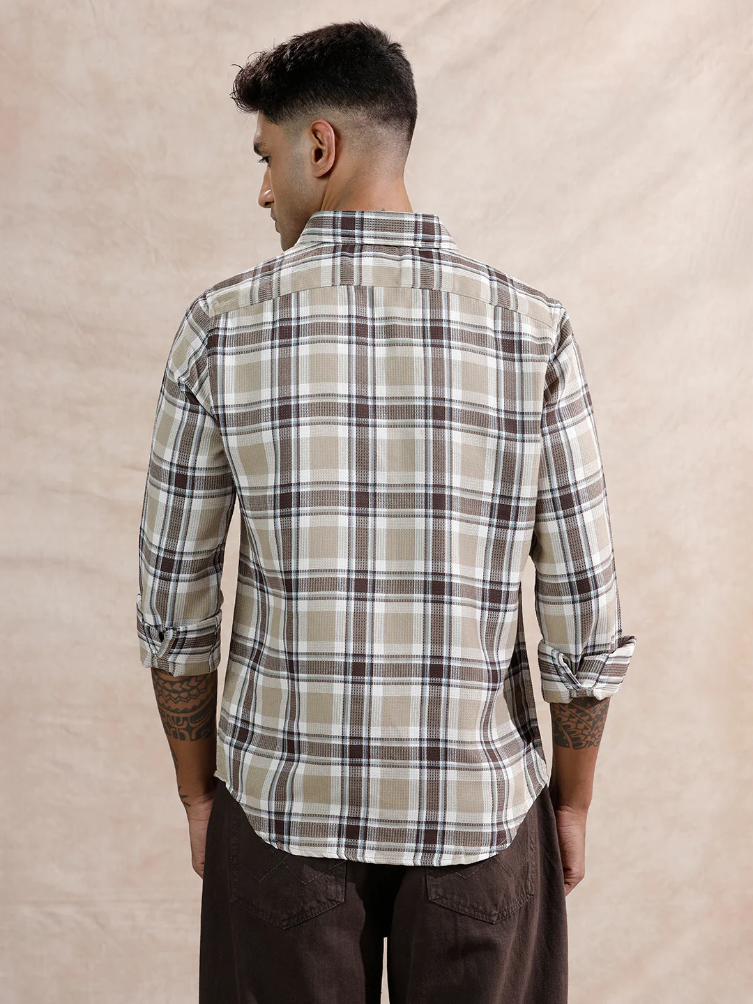 Checked Dobby Regular Fit Shirt | Brown - Image 3