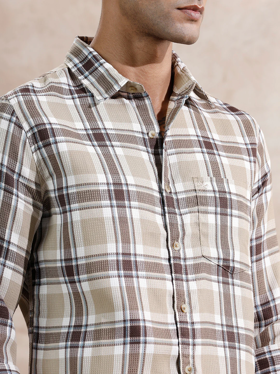 Checked Dobby Regular Fit Shirt | Brown - Image 5
