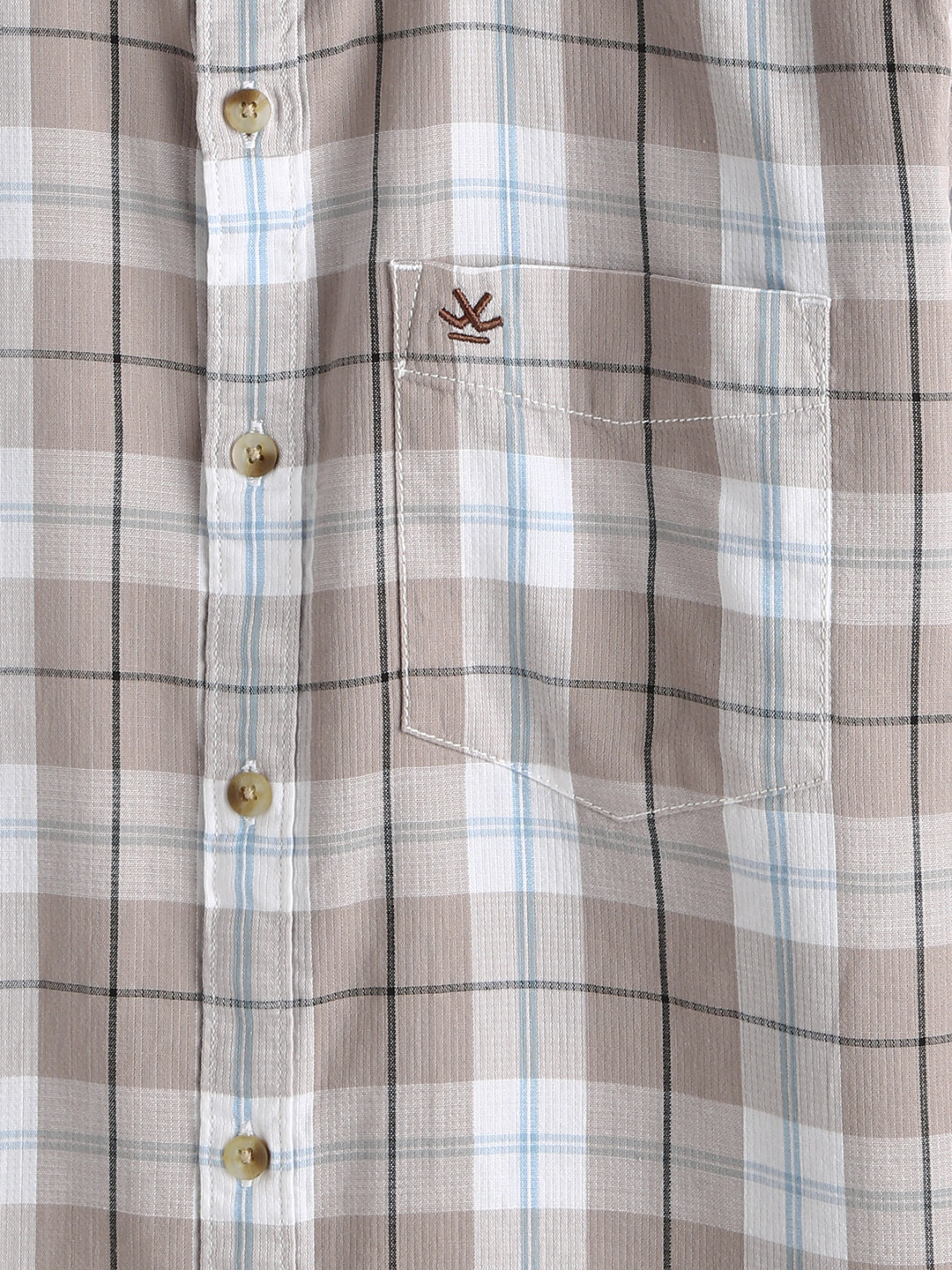 Checked Double Cloth Shirt | Brown - Image 3