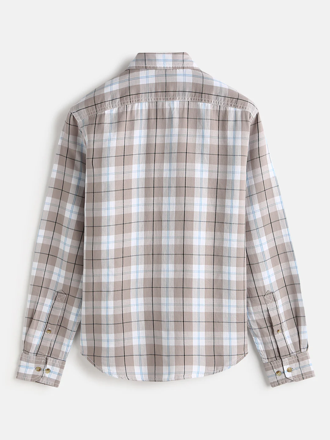 Checked Double Cloth Shirt | Brown - Image 4