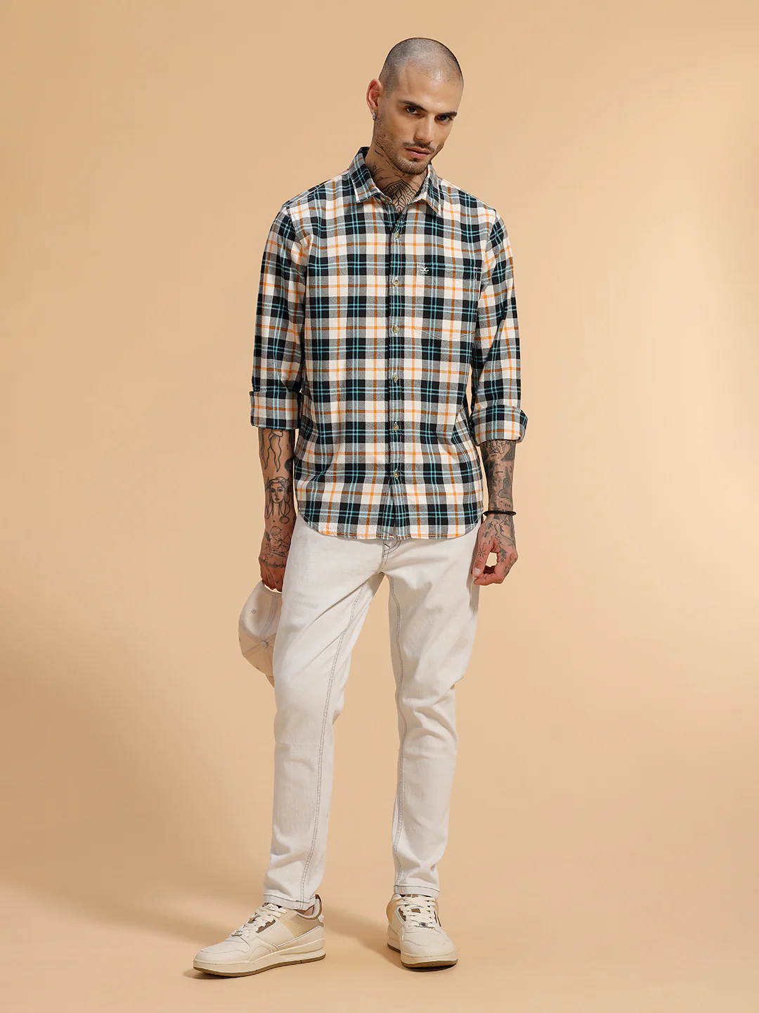 Checked Full Sleeve Cotton Shirt | Blue - Image 2