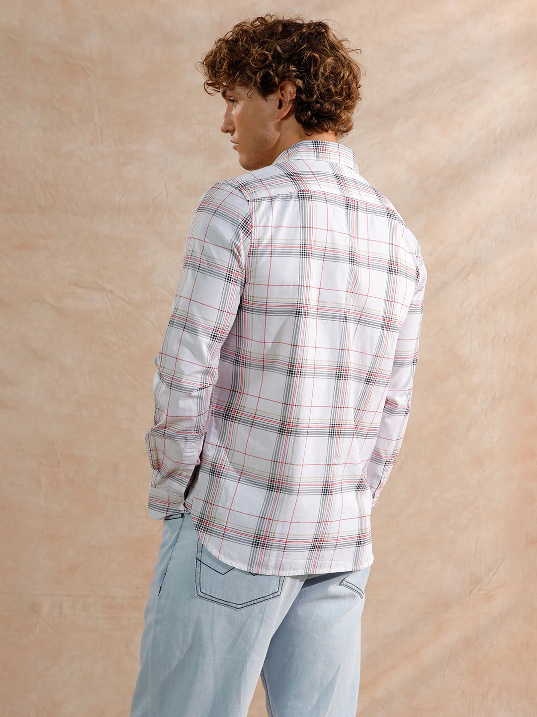 Printed Notebook Checked  Shirt | White - Image 3