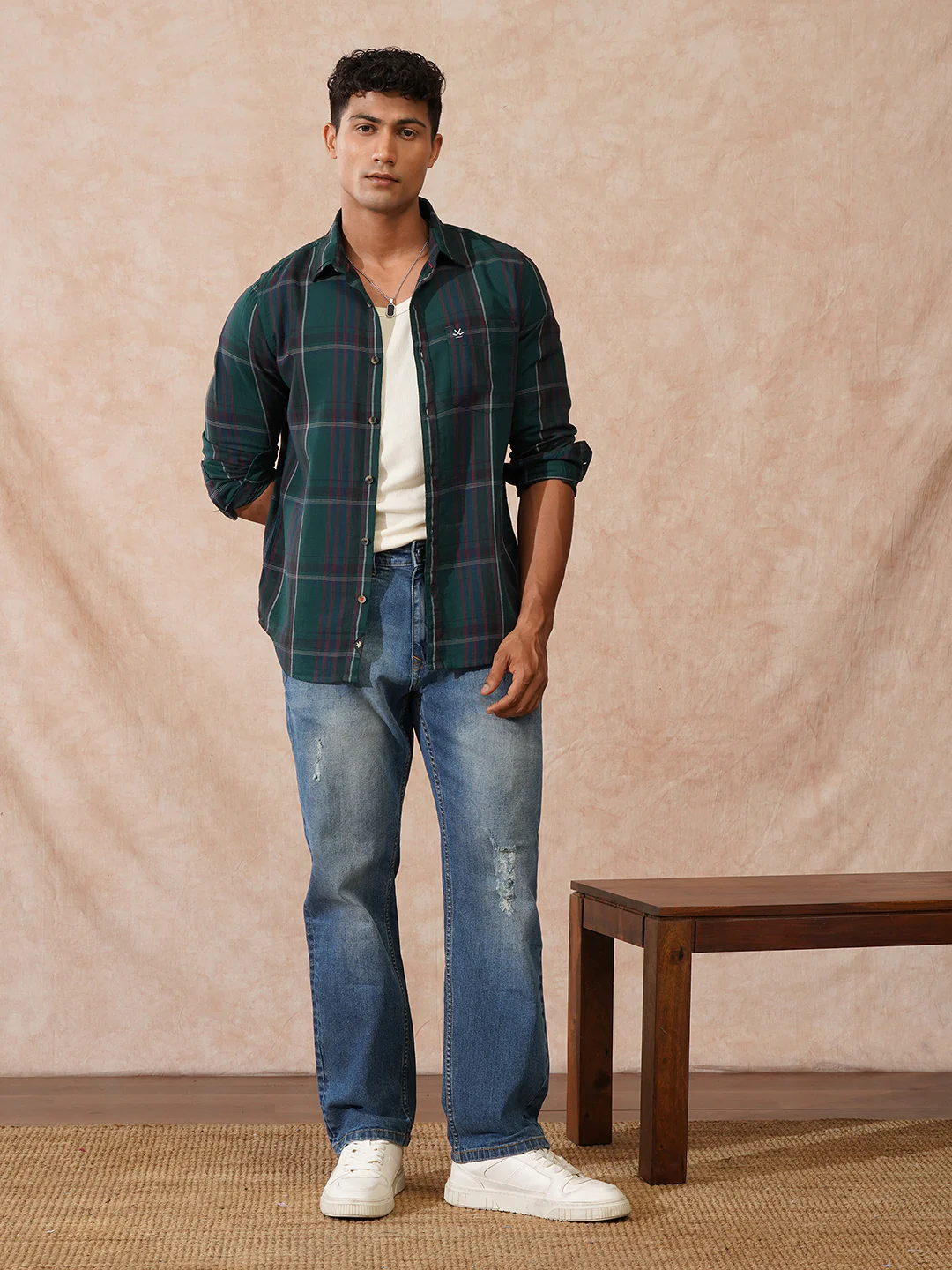 Checked Slim Fit Shirt | Green - Image 2