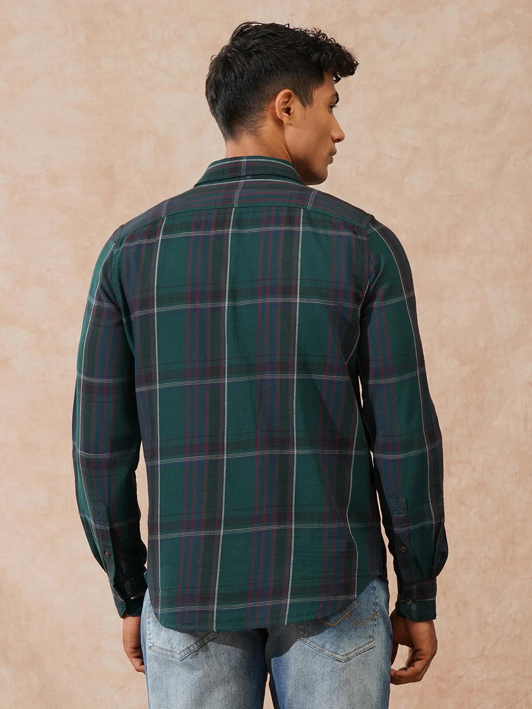 Checked Slim Fit Shirt | Green - Image 3