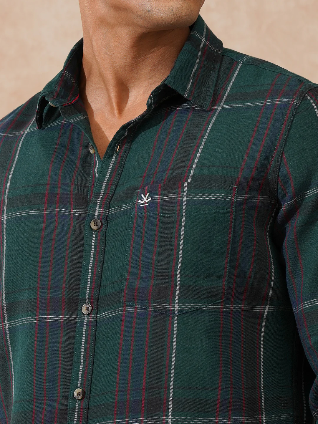 Checked Slim Fit Shirt | Green - Image 5