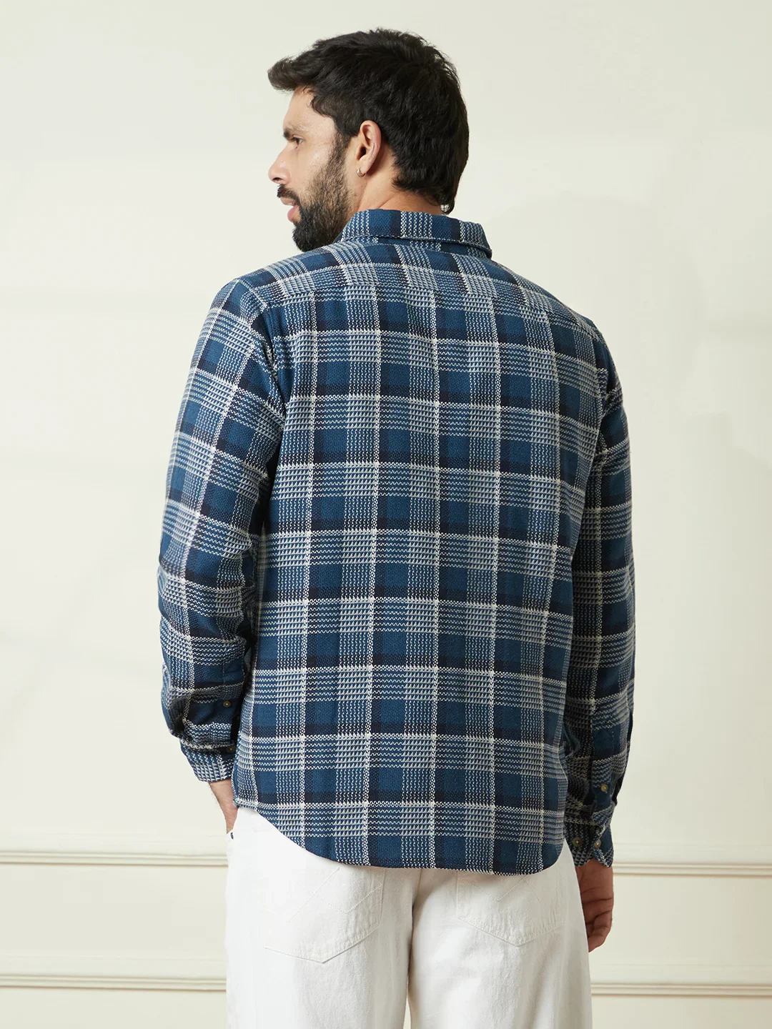 Checked Dobby Pattern Shirt | Blue - Image 3