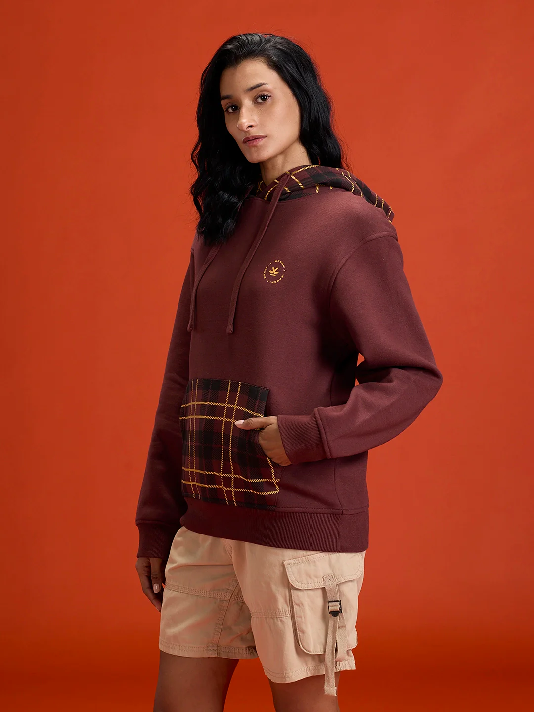 Checked Wine Comfort Hoodie - Image 7