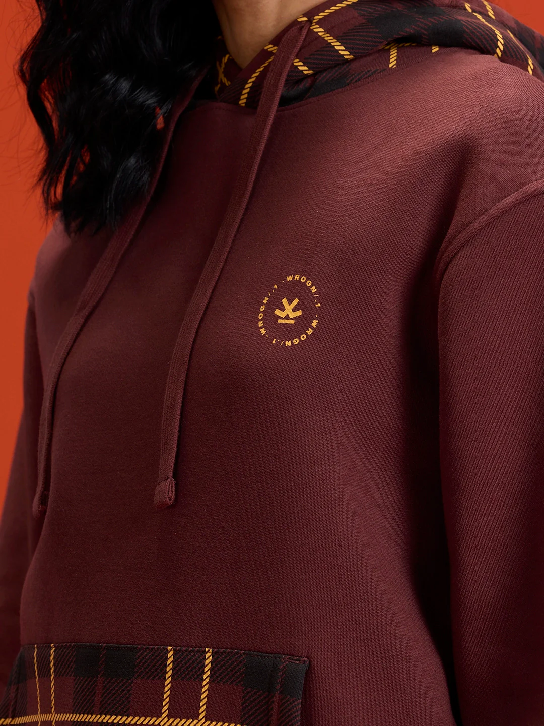 Checked Wine Comfort Hoodie - Image 8