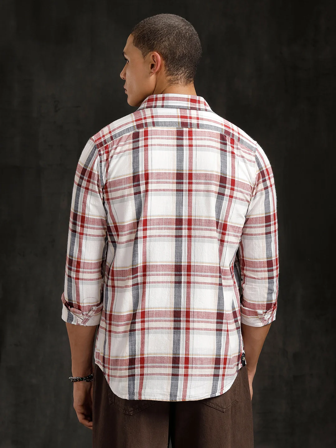Checkered Cotton Slub Shirt | White - Image 3
