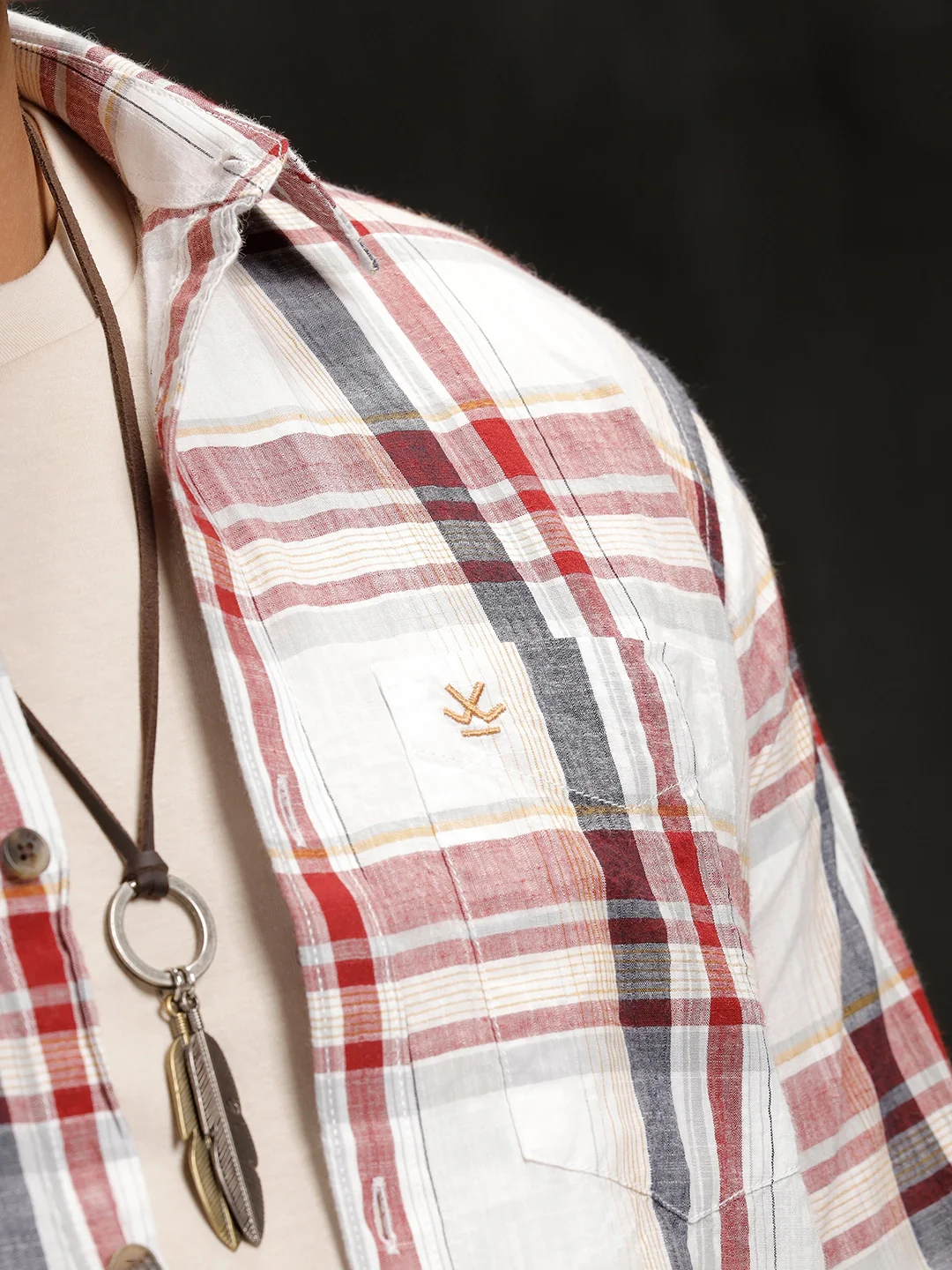 Checkered Cotton Slub Shirt | White - Image 5