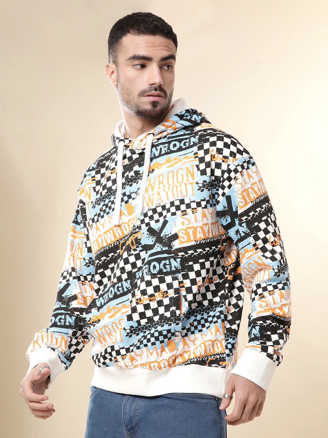 Checkered Dreams Casual Hoodie - Image 4