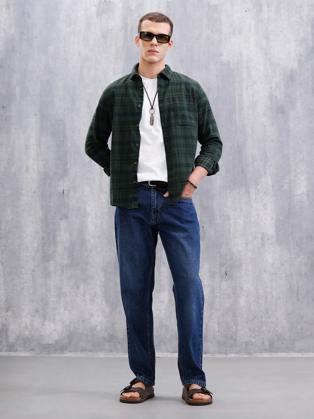Checkered Full Sleeve Regular Fit Shirt | Green - Image 2