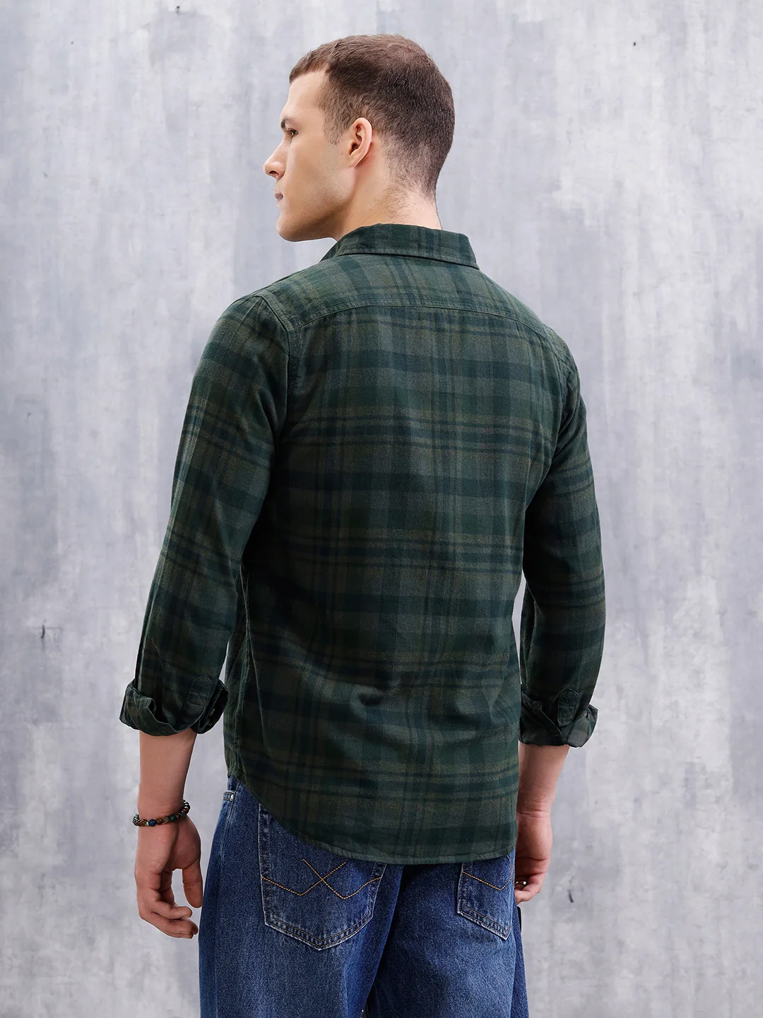 Checkered Full Sleeve Regular Fit Shirt | Green - Image 3