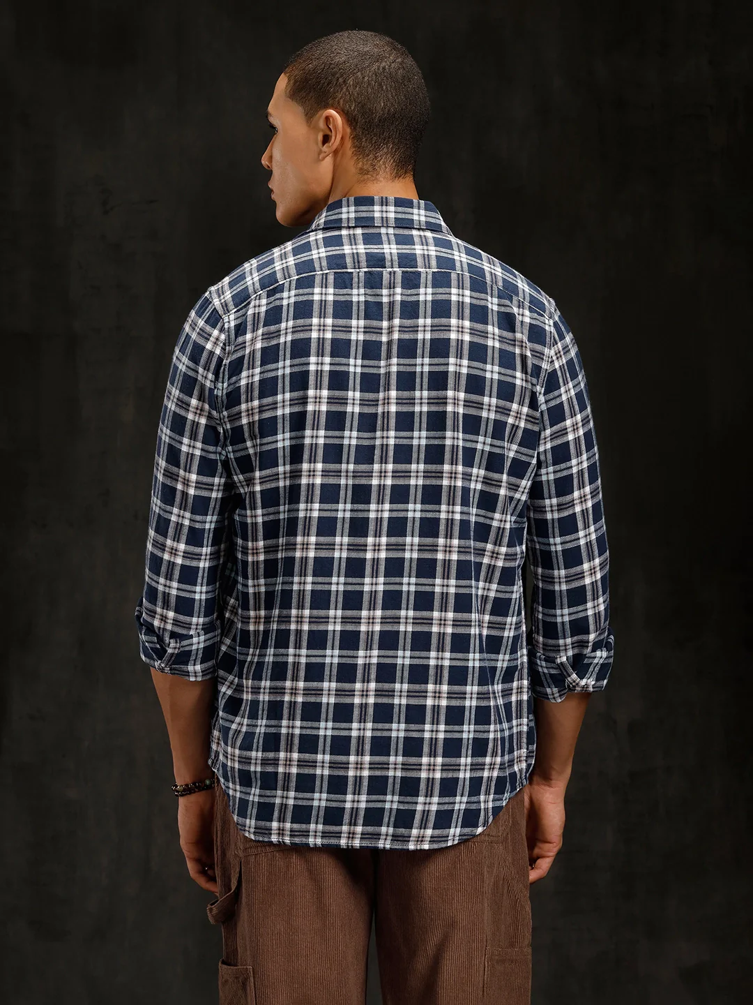 Checkered Full Sleeve Shirt  | Navy Blue - Image 3