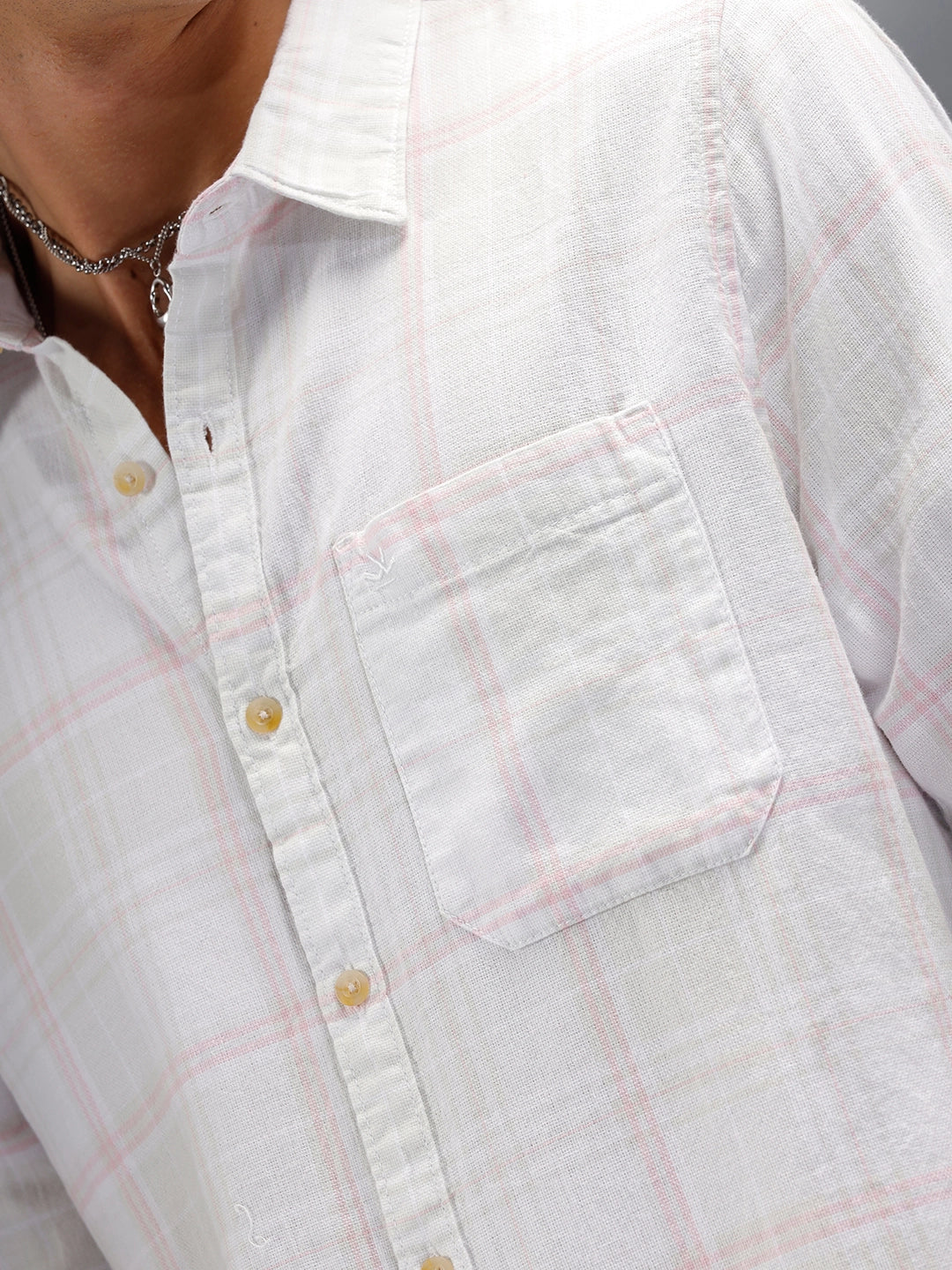 Checkered Full Sleeve Slim Fit Shirt | Light Green - Image 5