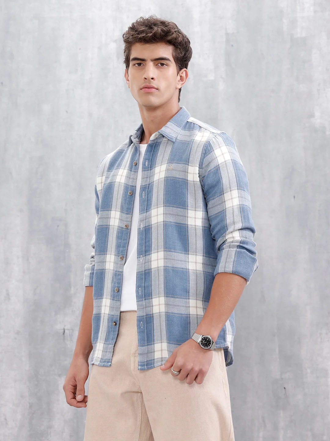 Checkered Pattern Casual Shirt For Men |Blue - Image 5