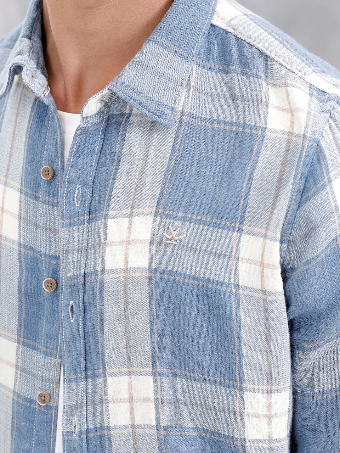 Checkered Pattern Casual Shirt For Men |Blue - Image 6