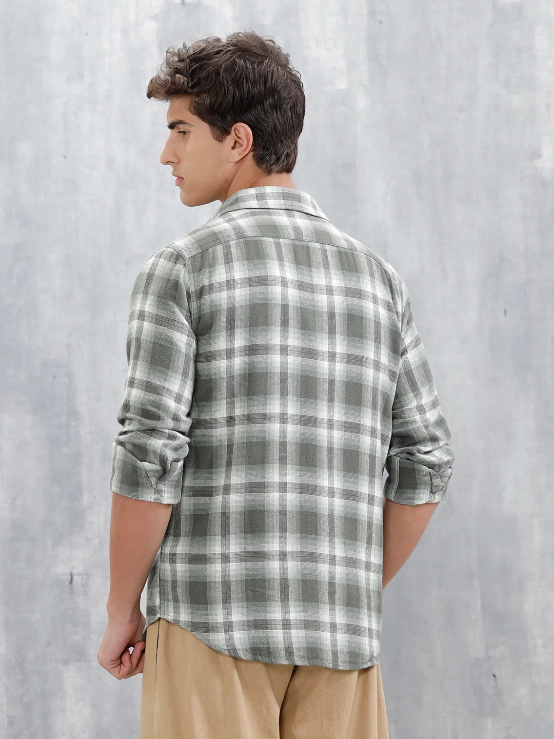 Checkered Pattern Casual Shirt For Men | Green - Image 4