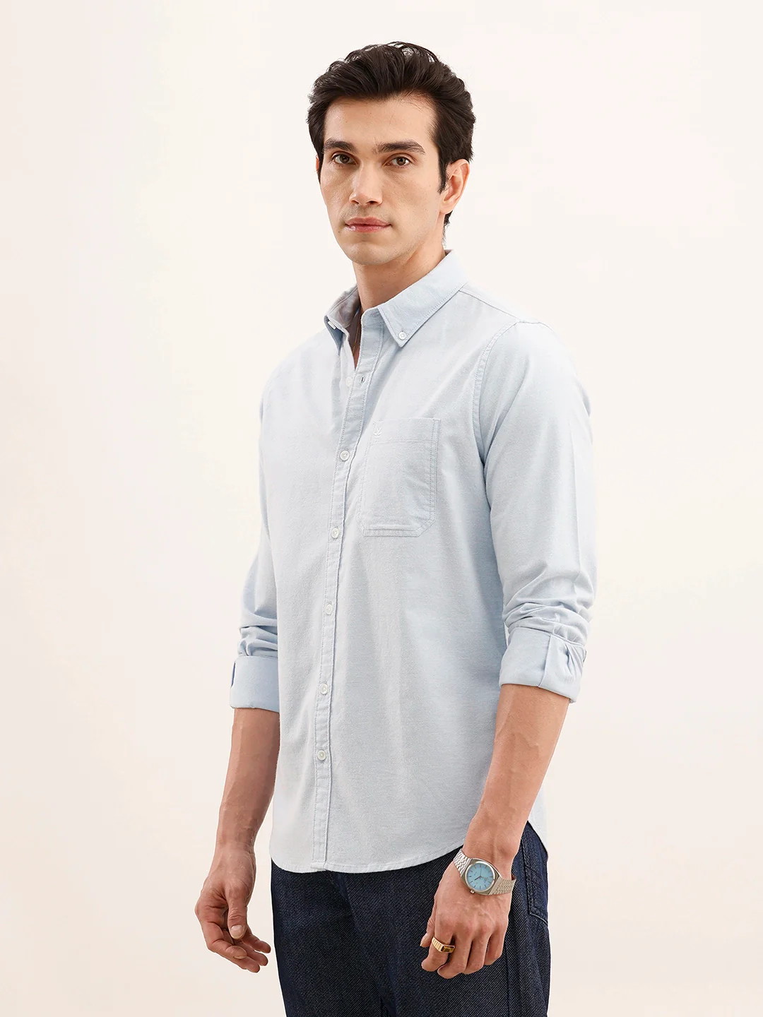 Claasic Regular Fit Solid Shirt | Light Blue - Image 4