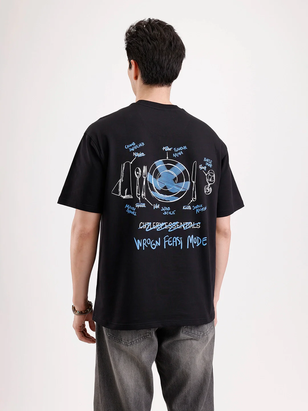 Classic Back Printed Oversized T-Shirt   |  Black - Image 3