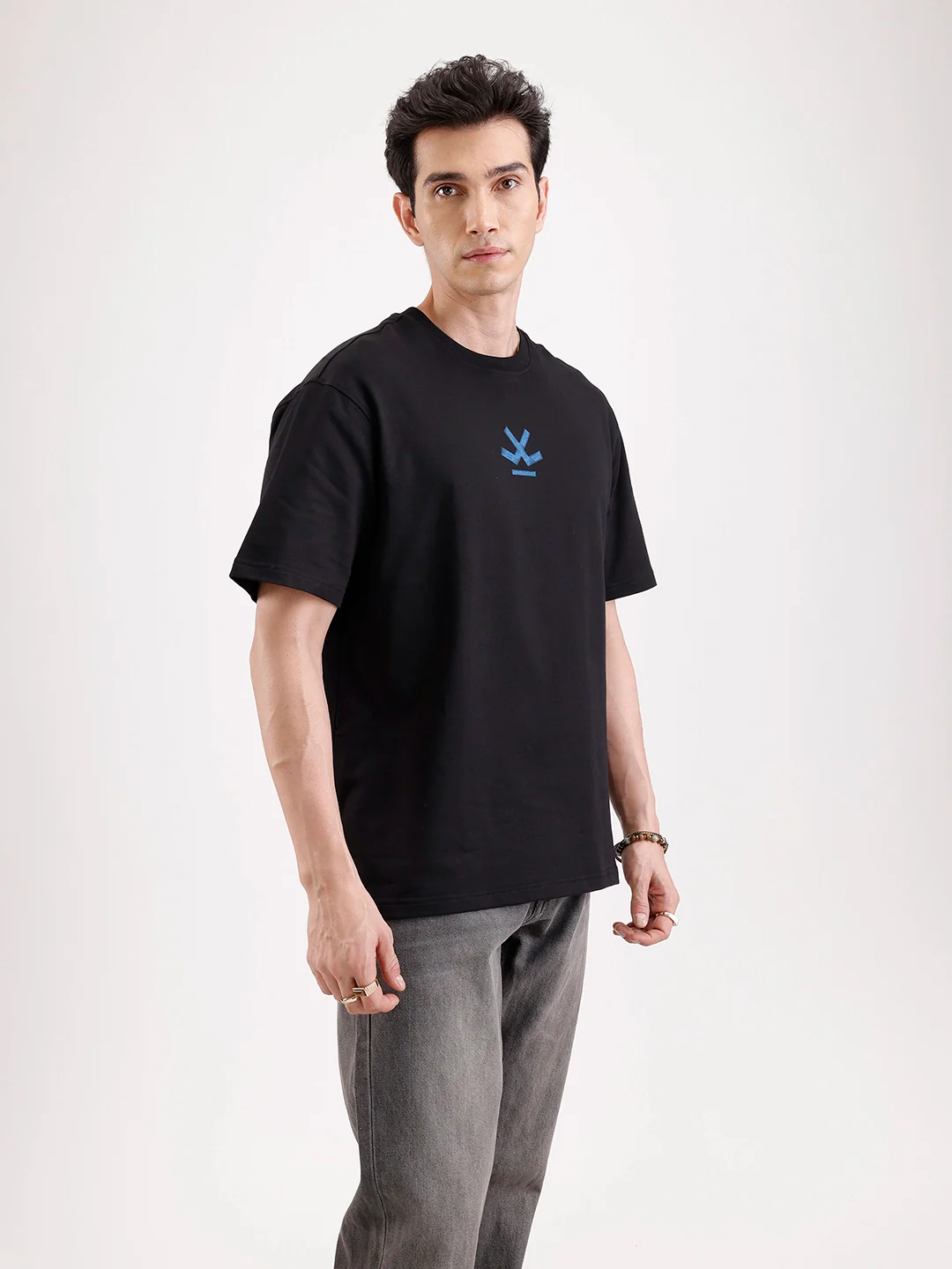Classic Back Printed Oversized T-Shirt   |  Black - Image 4