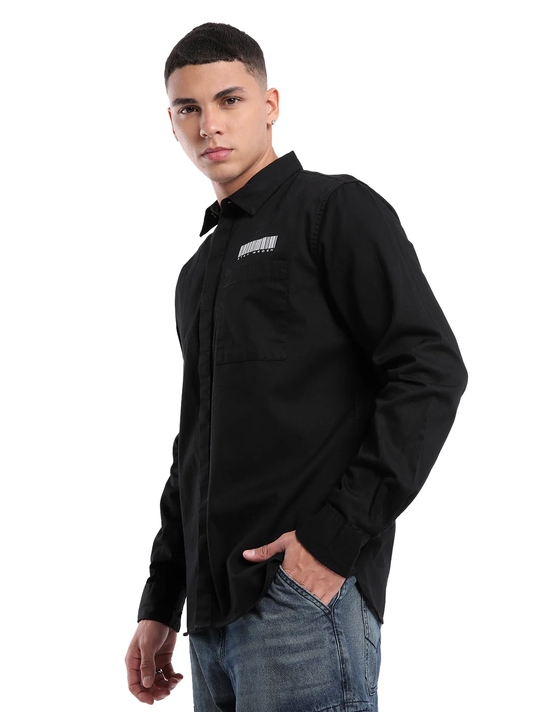 Classic Black Barcode Printed Shirt - Image 4