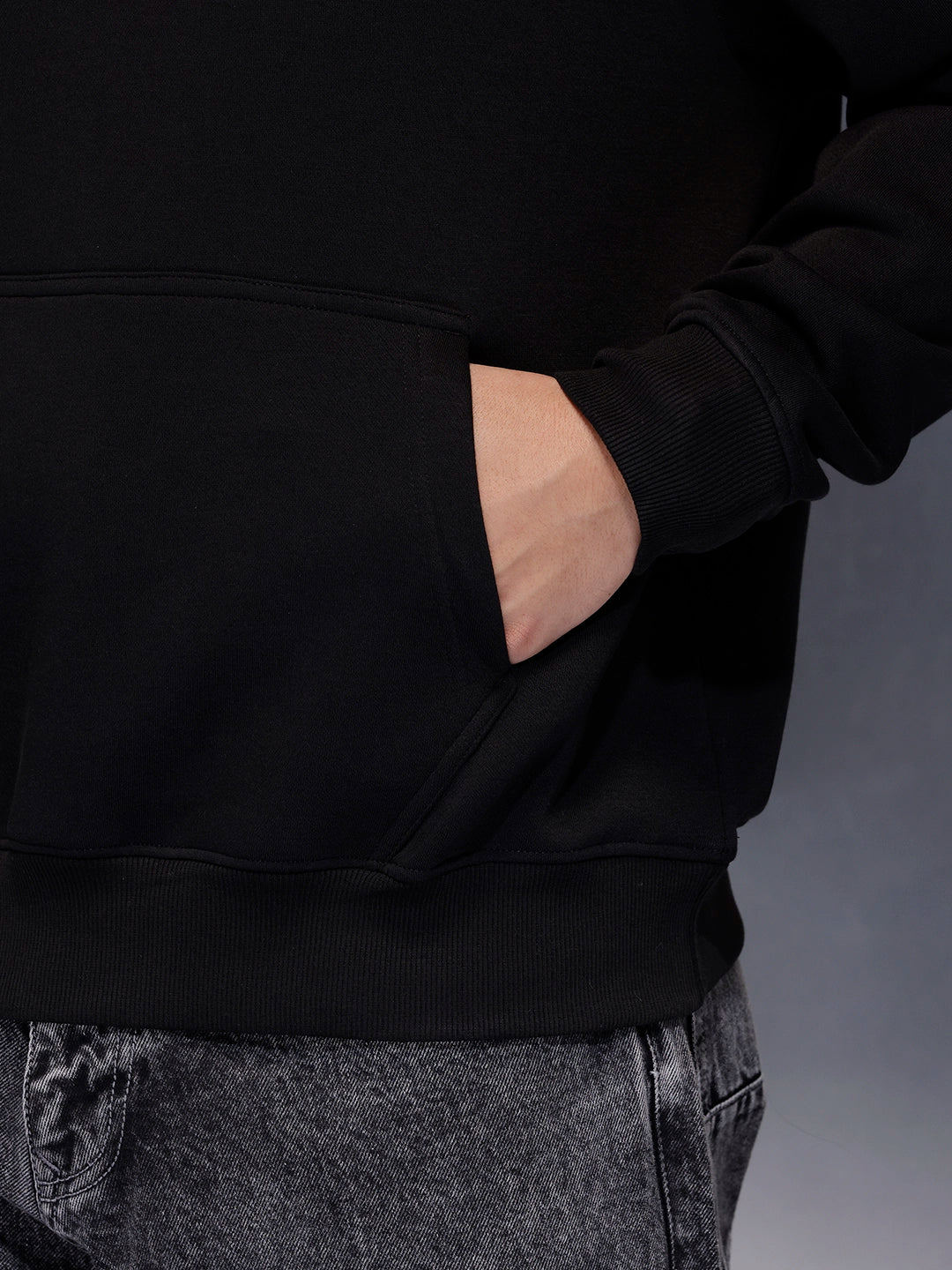 Classic Black Hoodie with Tonal Logo | Black - Image 11