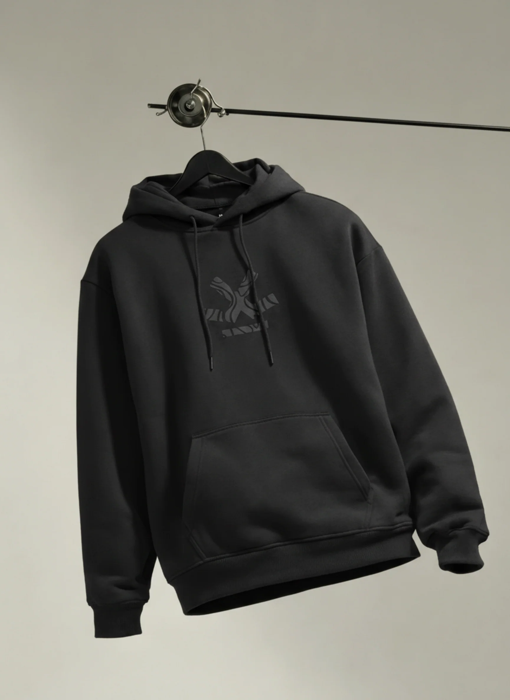 Classic Black Hoodie with Tonal Logo | Black - Image 2