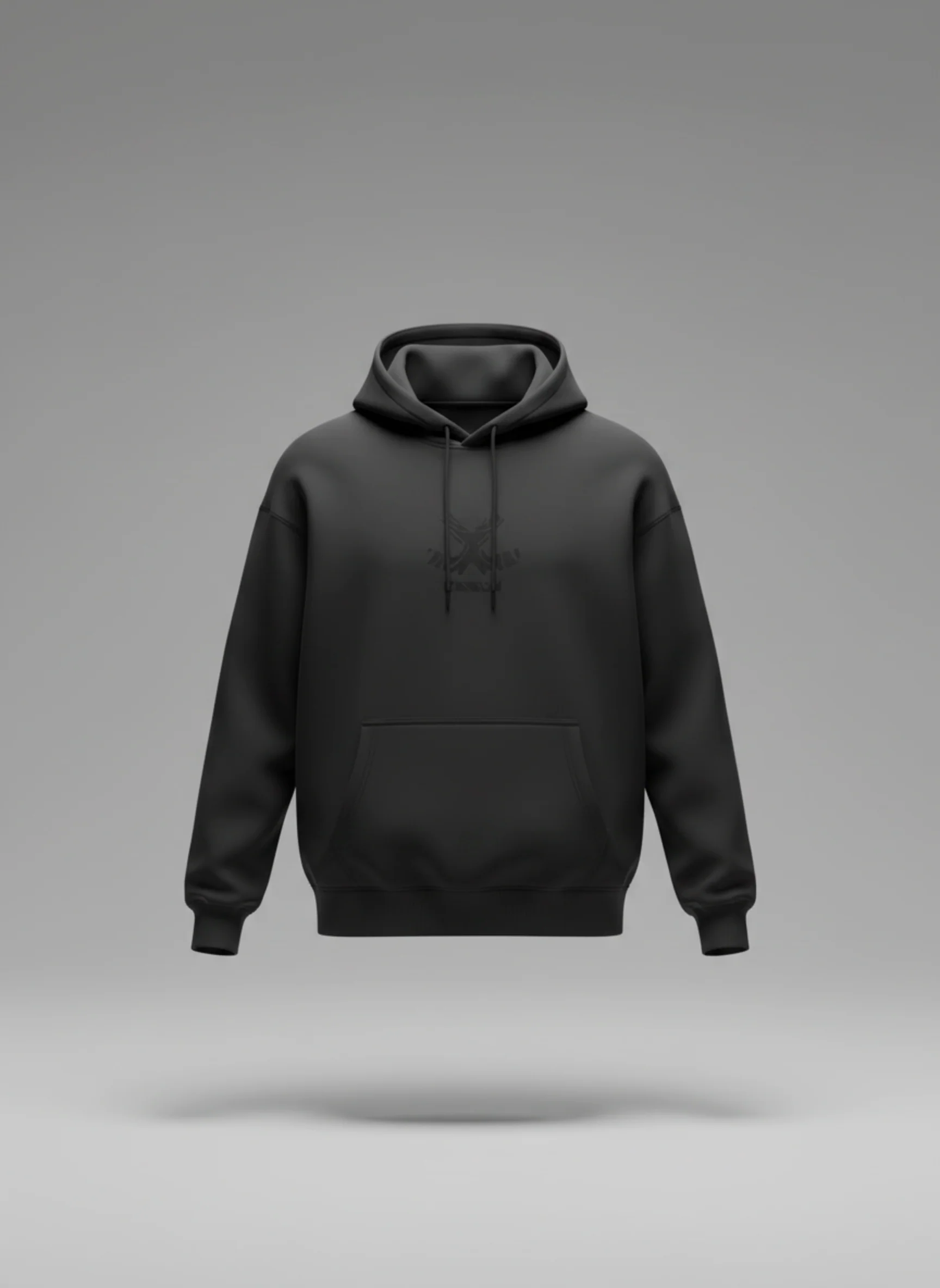 Classic Black Hoodie with Tonal Logo | Black - Image 3