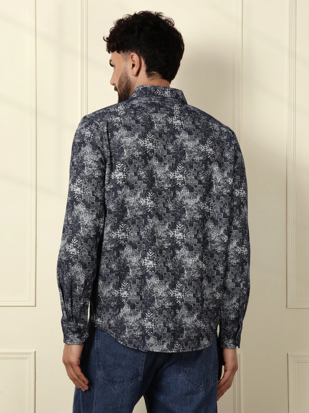 Textured Knit Shirt | Navy Blue - Image 3