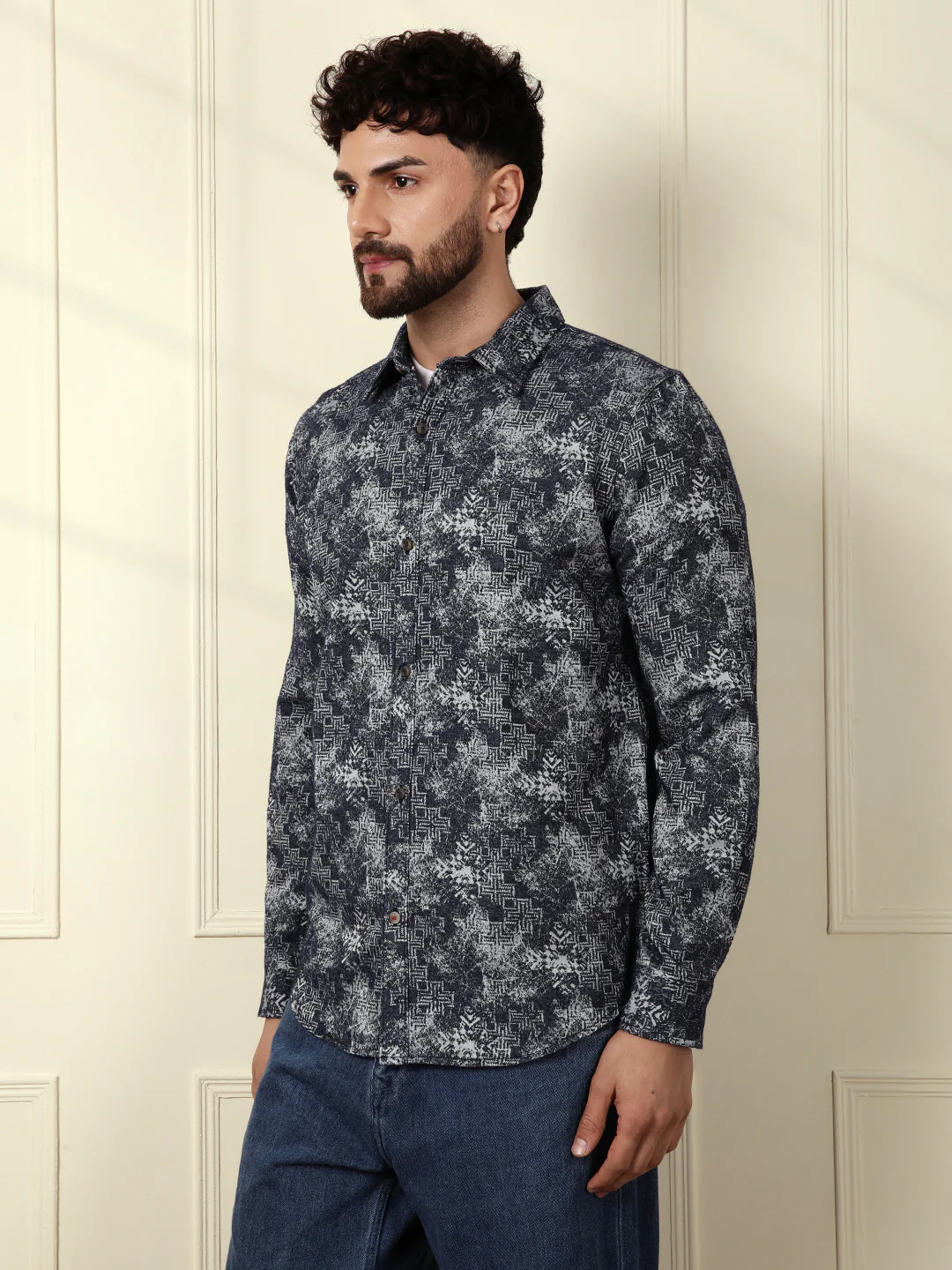 Textured Knit Shirt | Navy Blue - Image 4