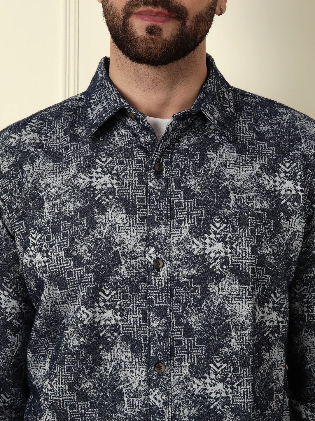 Textured Knit Shirt | Navy Blue - Image 6