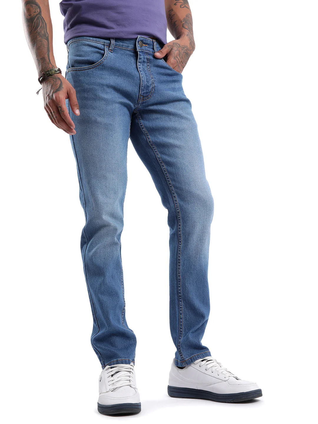 Classic Blue Five Pocket Denim Jeans - Image 4