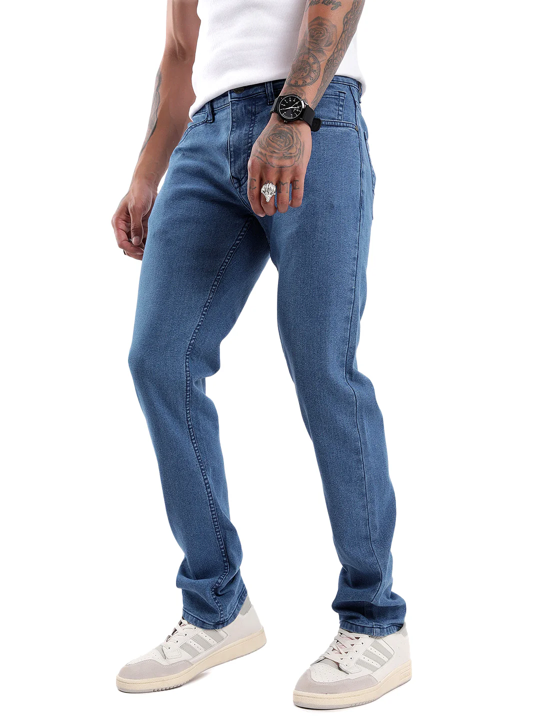 Classic Blue Five Pocket Twill Jeans - Image 4