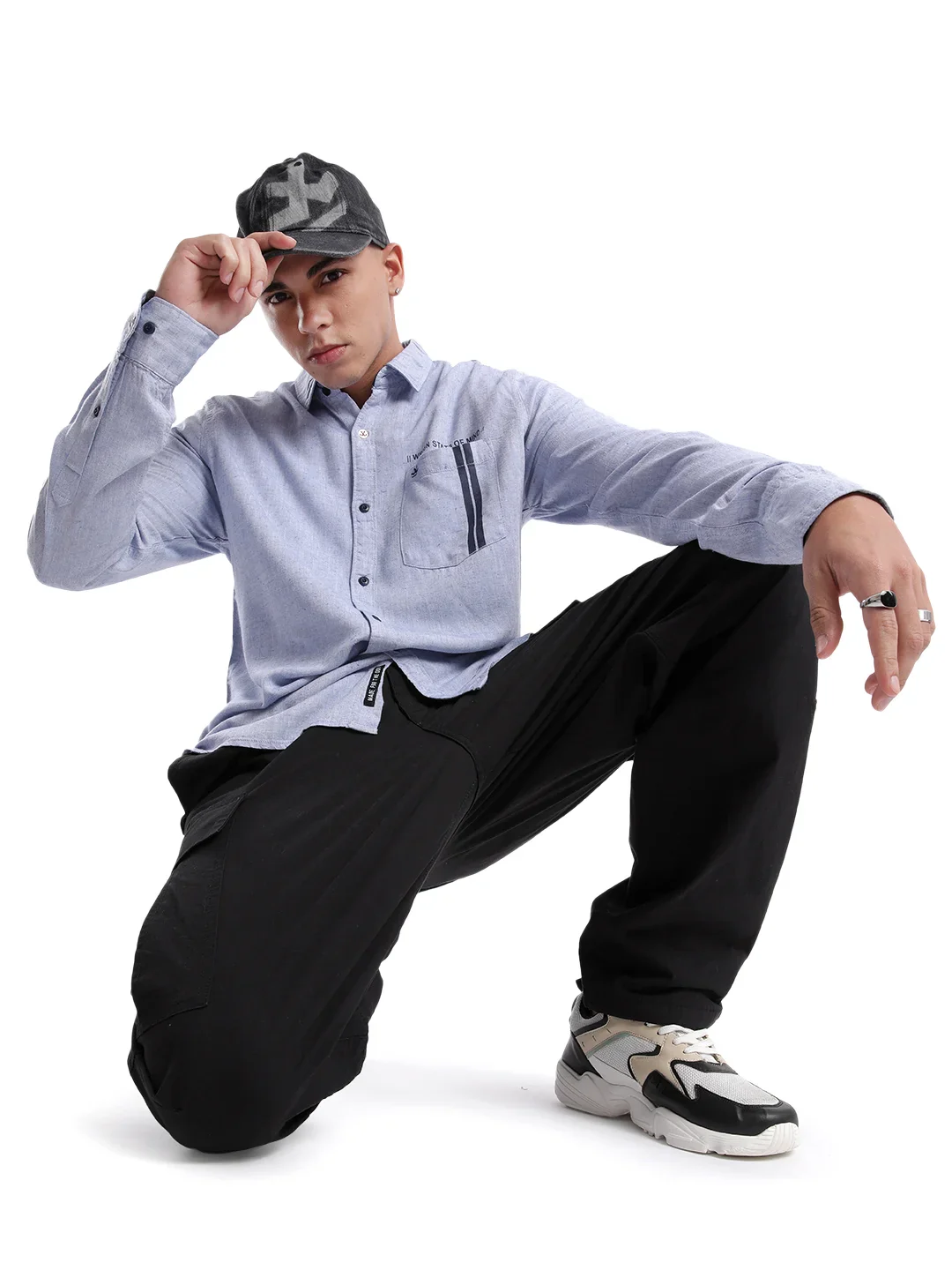 Classic Blue Pocket Printed Shirt - Image 2