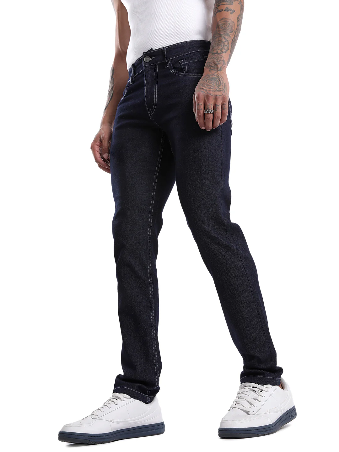 Classic Blue Twill Woven Jeans - Image 4