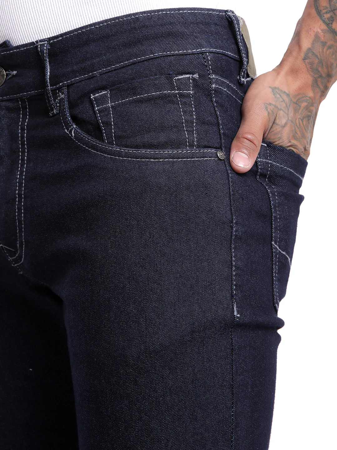 Classic Blue Twill Woven Jeans - Image 5