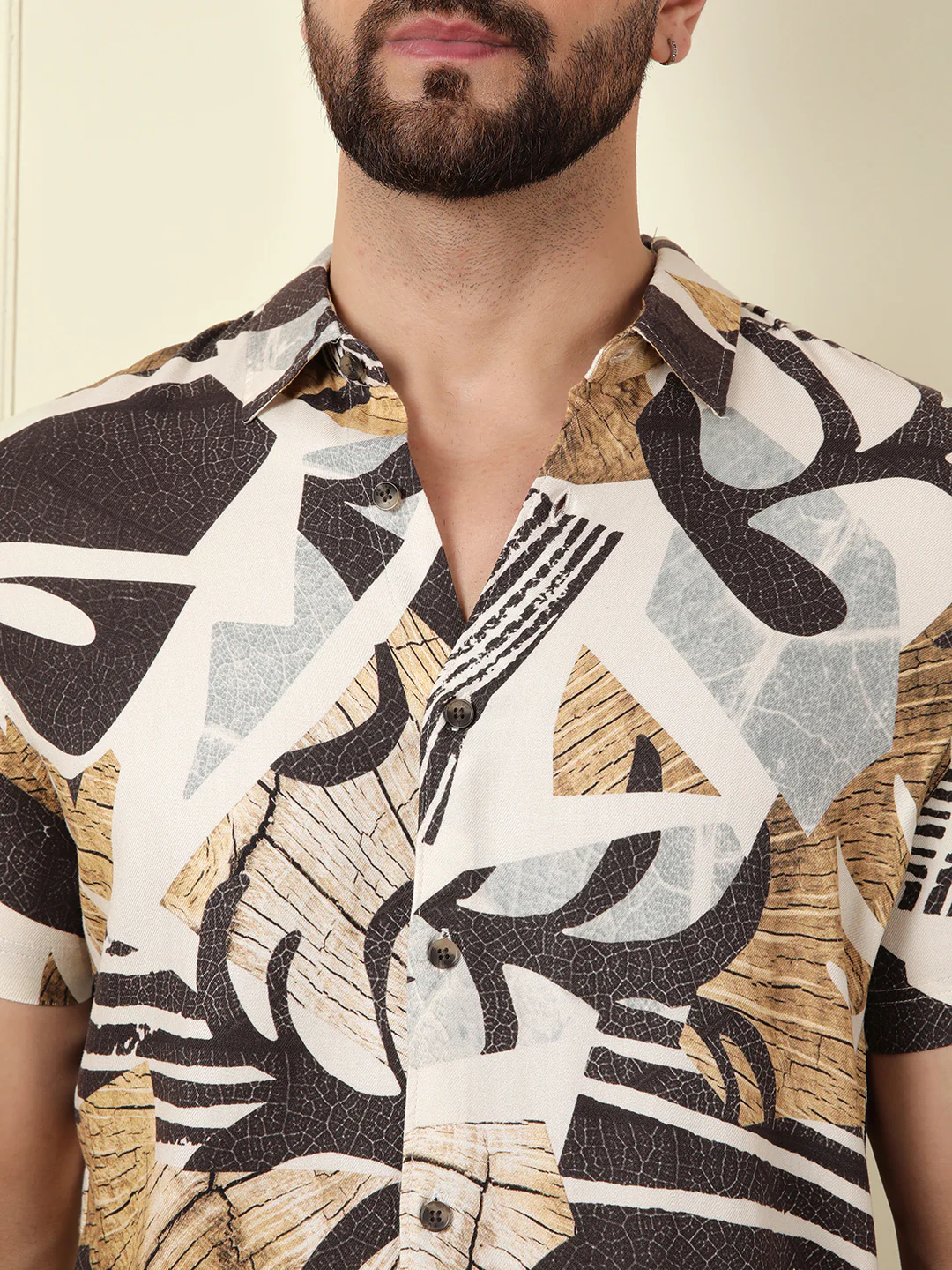 AOP Fluid Viscose Shirt | Khaki - Image 2