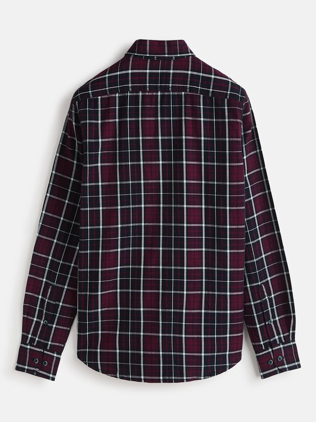 Classic Checked Cotton Shirt | Maroon - Image 3