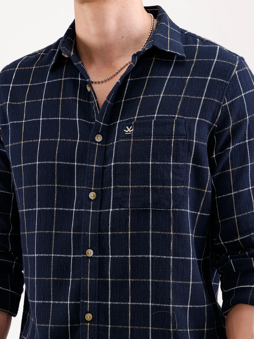 Classic Checkered Full Sleeve Shirt   |  Navy Blue - Image 5