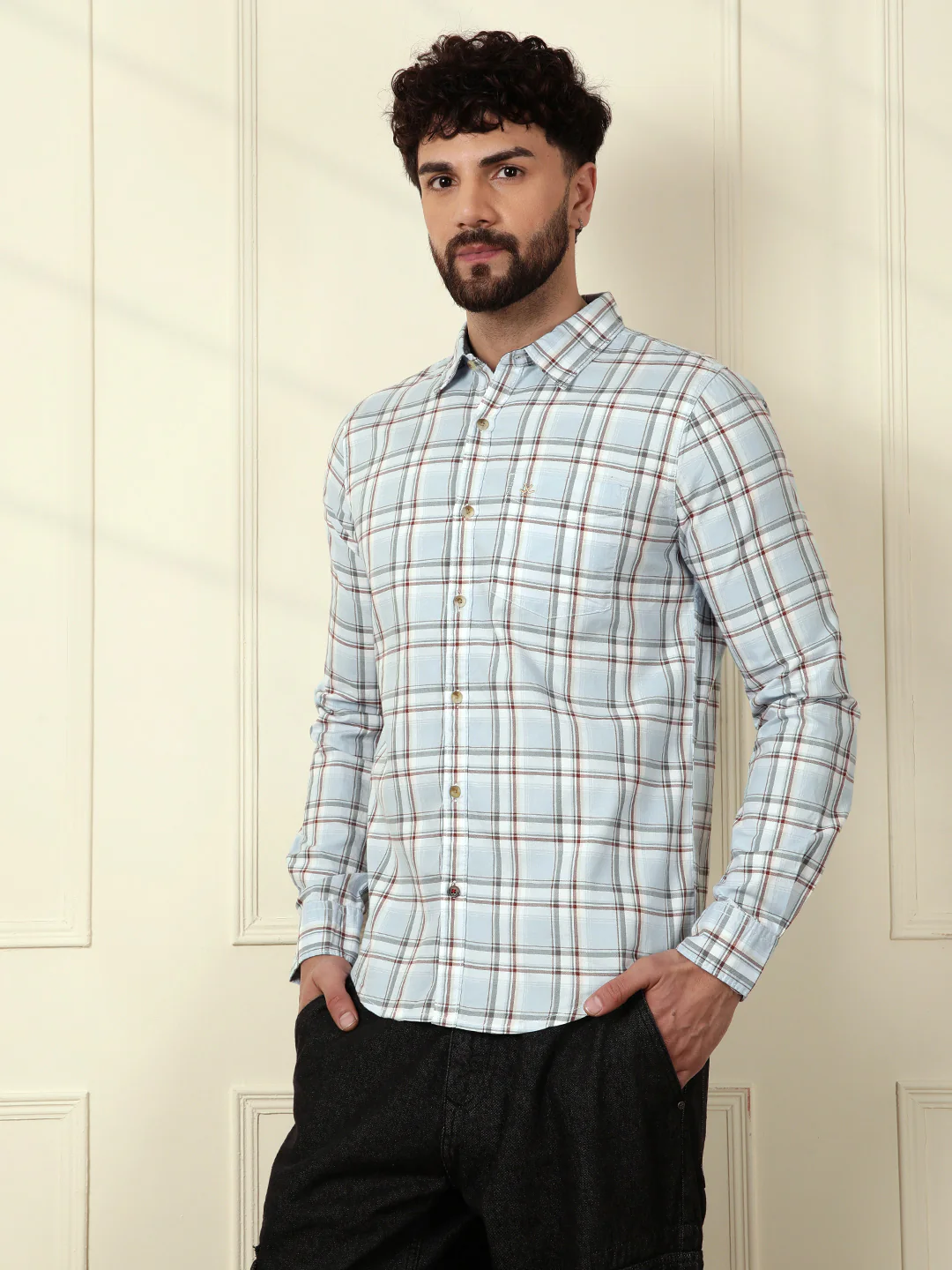 Classic Checked Cotton Shirt | Blue - Image 4