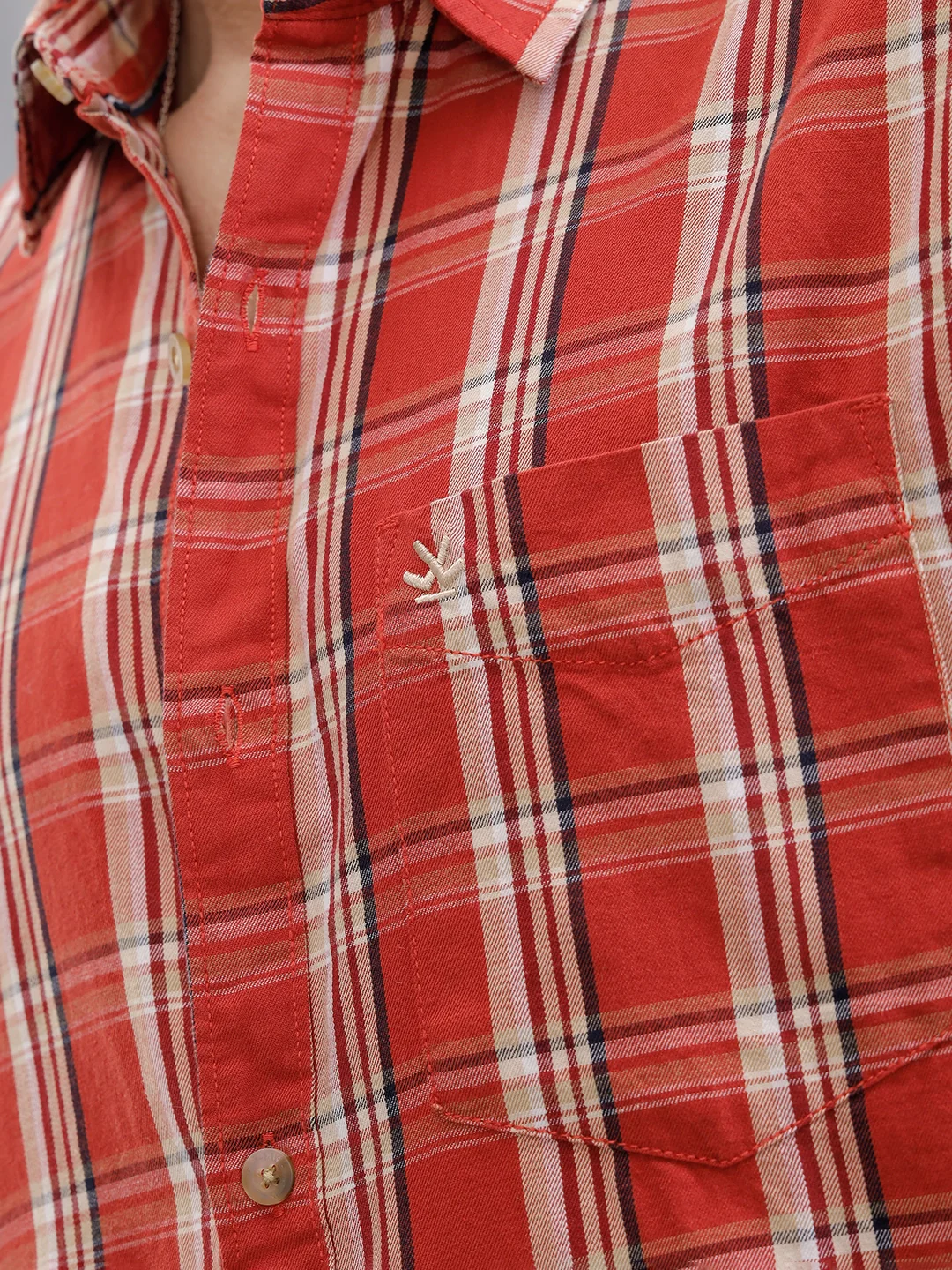Classic Cotton Twill Checks In Slim Fit | Red - Image 4